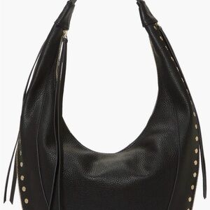 Vince Camuto Black Pebbled Leather Gold Studs Hobo- EUC 🖤💛 #Y2K. #Leather #🤩